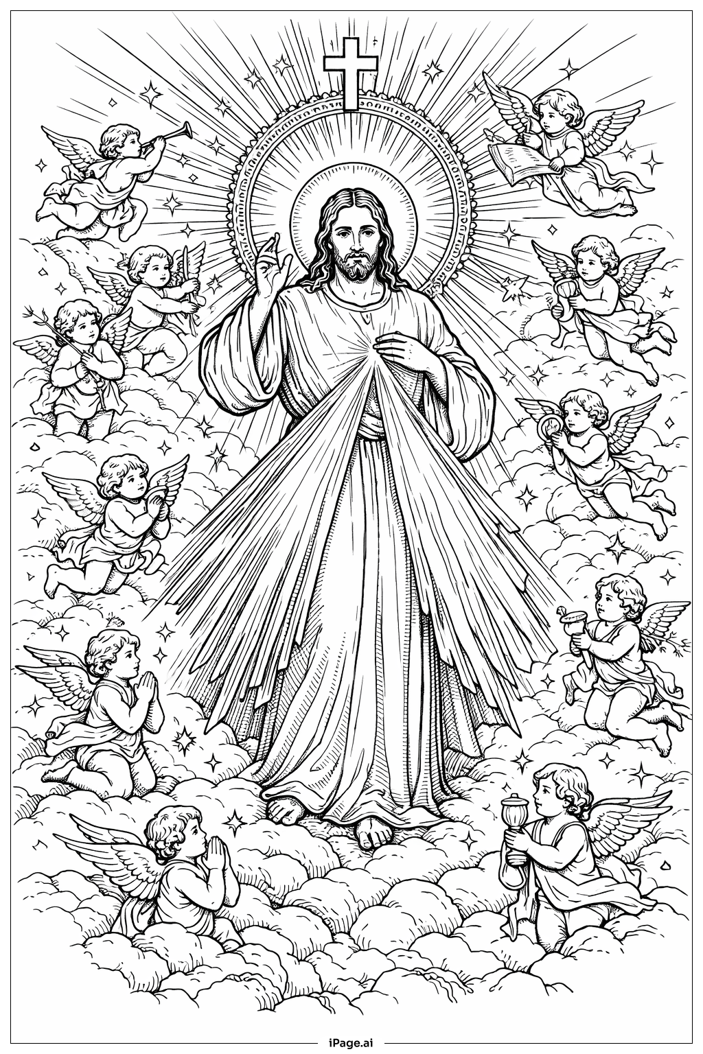 Divine Mercy Celestial Vision Coloring Page