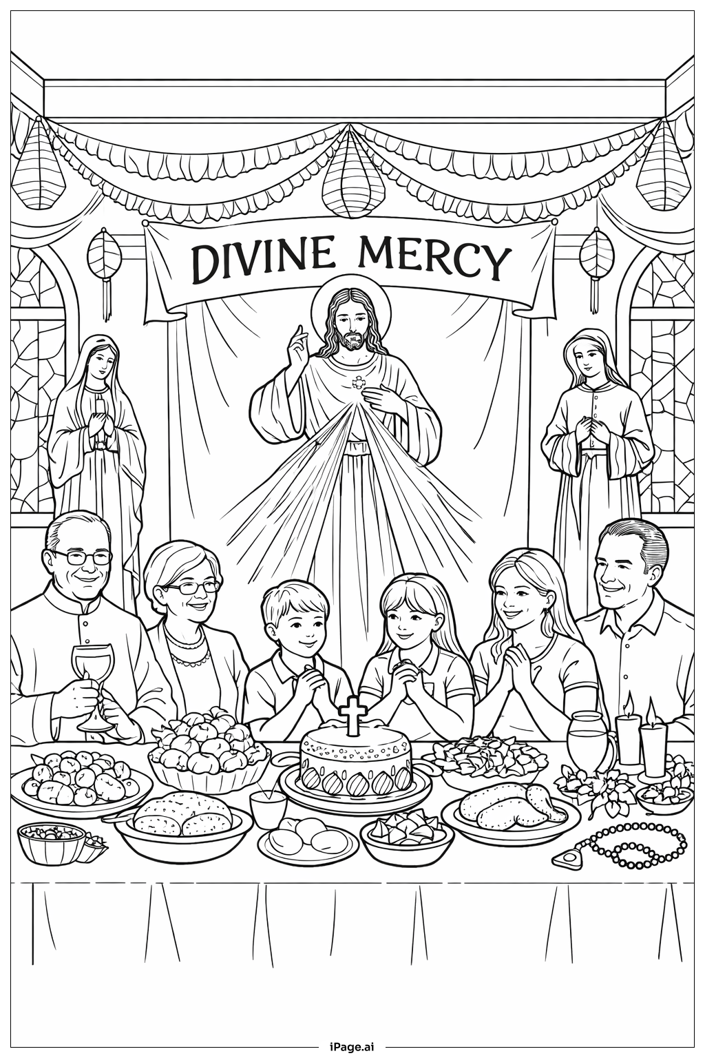  신의 자비 축제 기념 색칠공부 페이지 