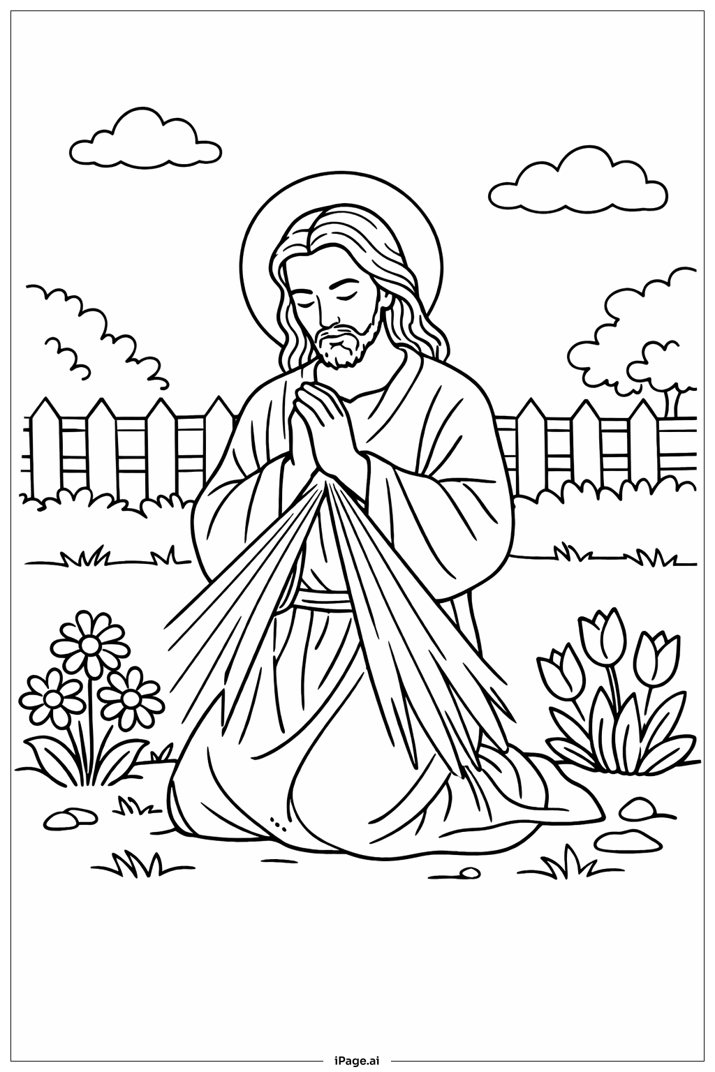  神圣慈悲花园祈祷填色页 