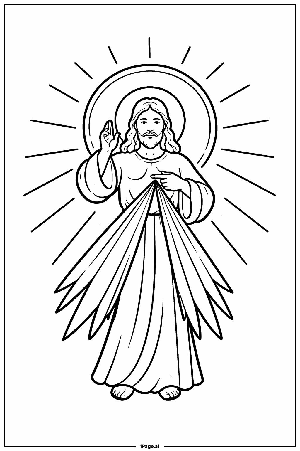  신의 자비 태양 후광 색칠공부 페이지 