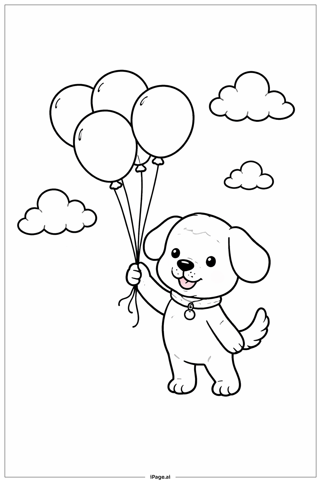  Dog And Balloons Coloring Page 