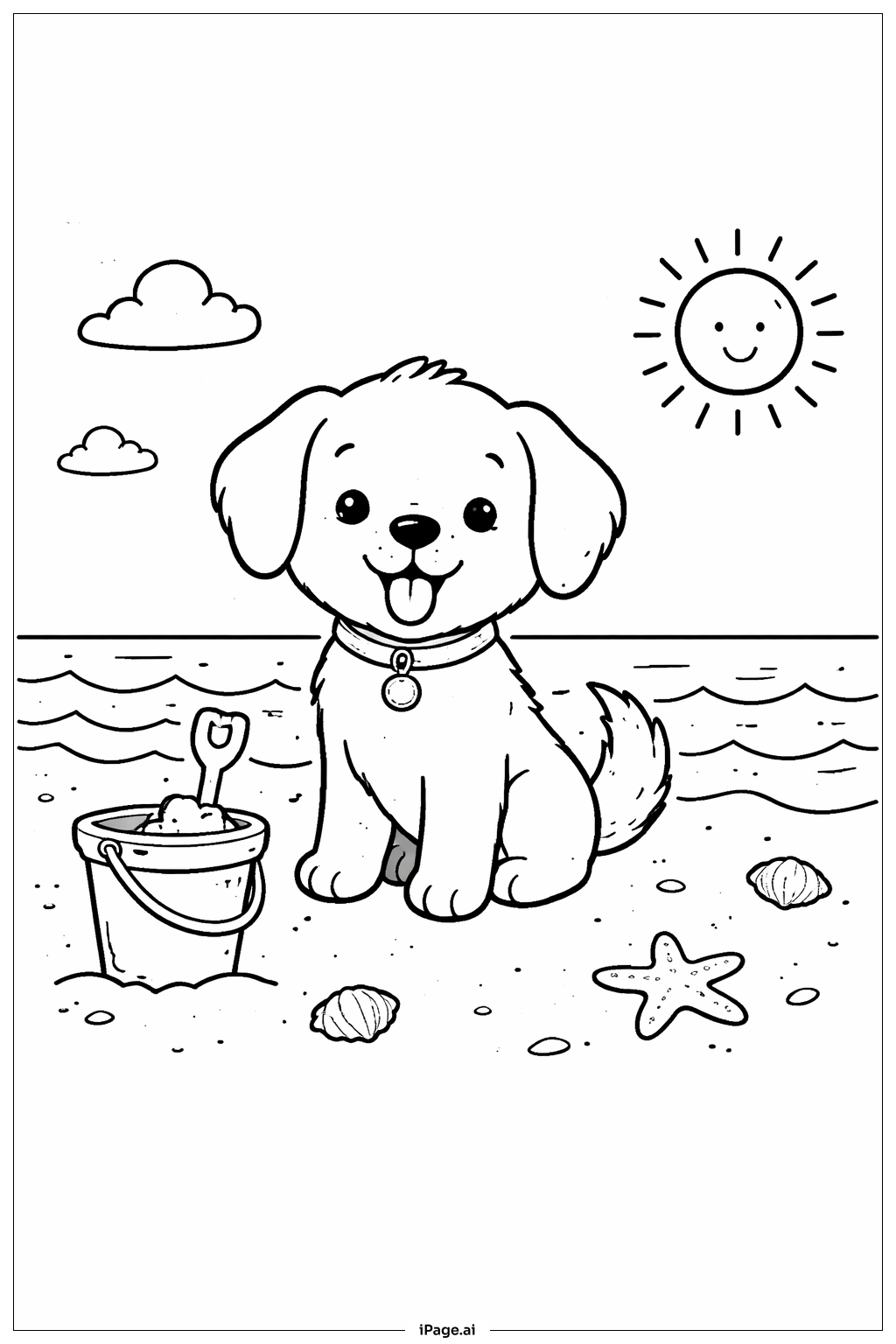  Dog At Beach Coloring Page 