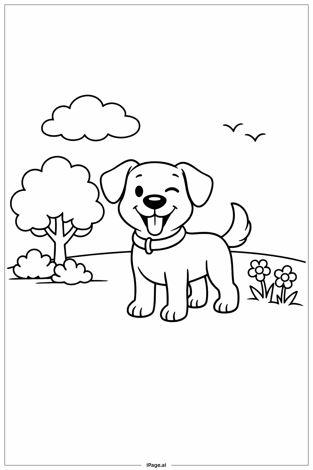  Dog In Park Coloring Page 