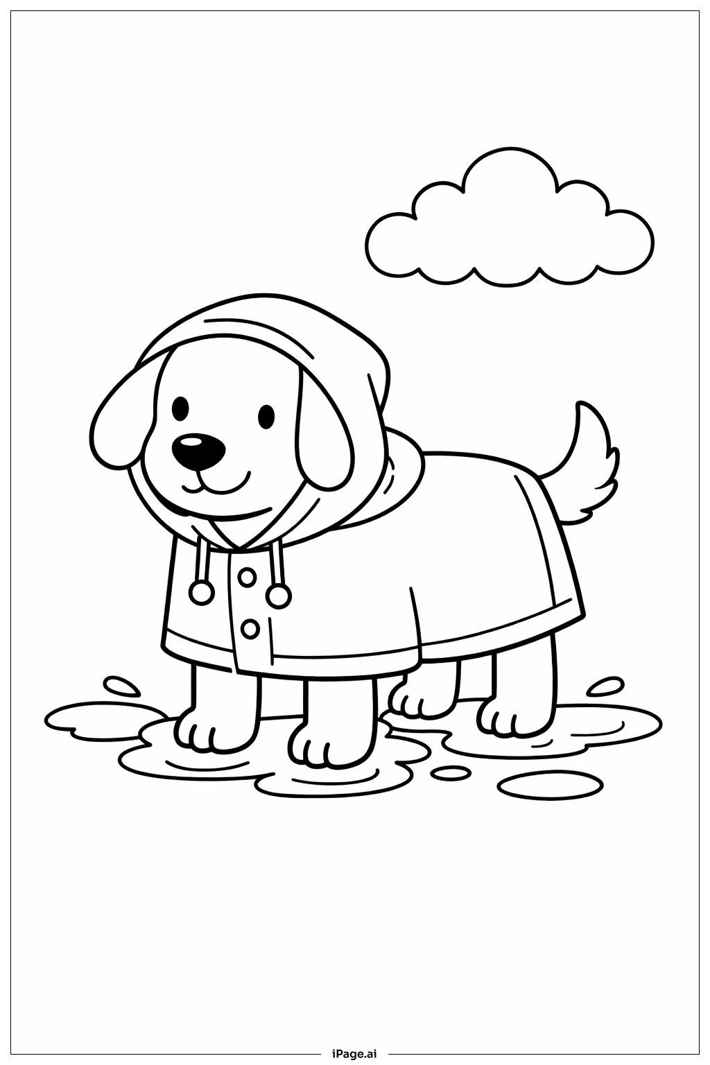  Dog In Raincoat Coloring Page 