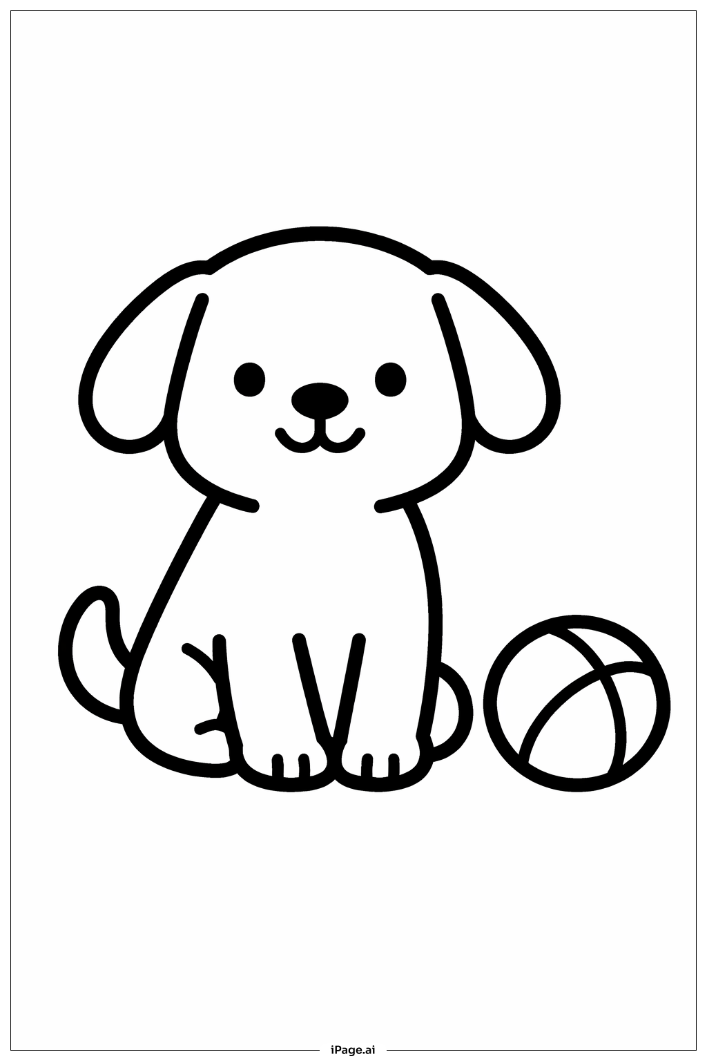  Dog Sitting With Ball Coloring Page 