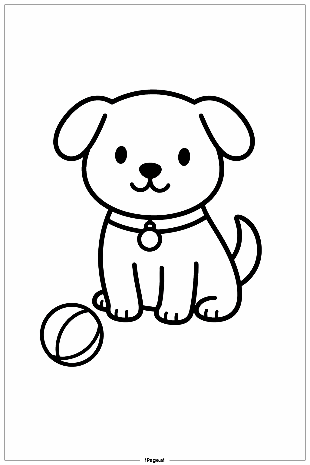  Dog With Ball Coloring Page 