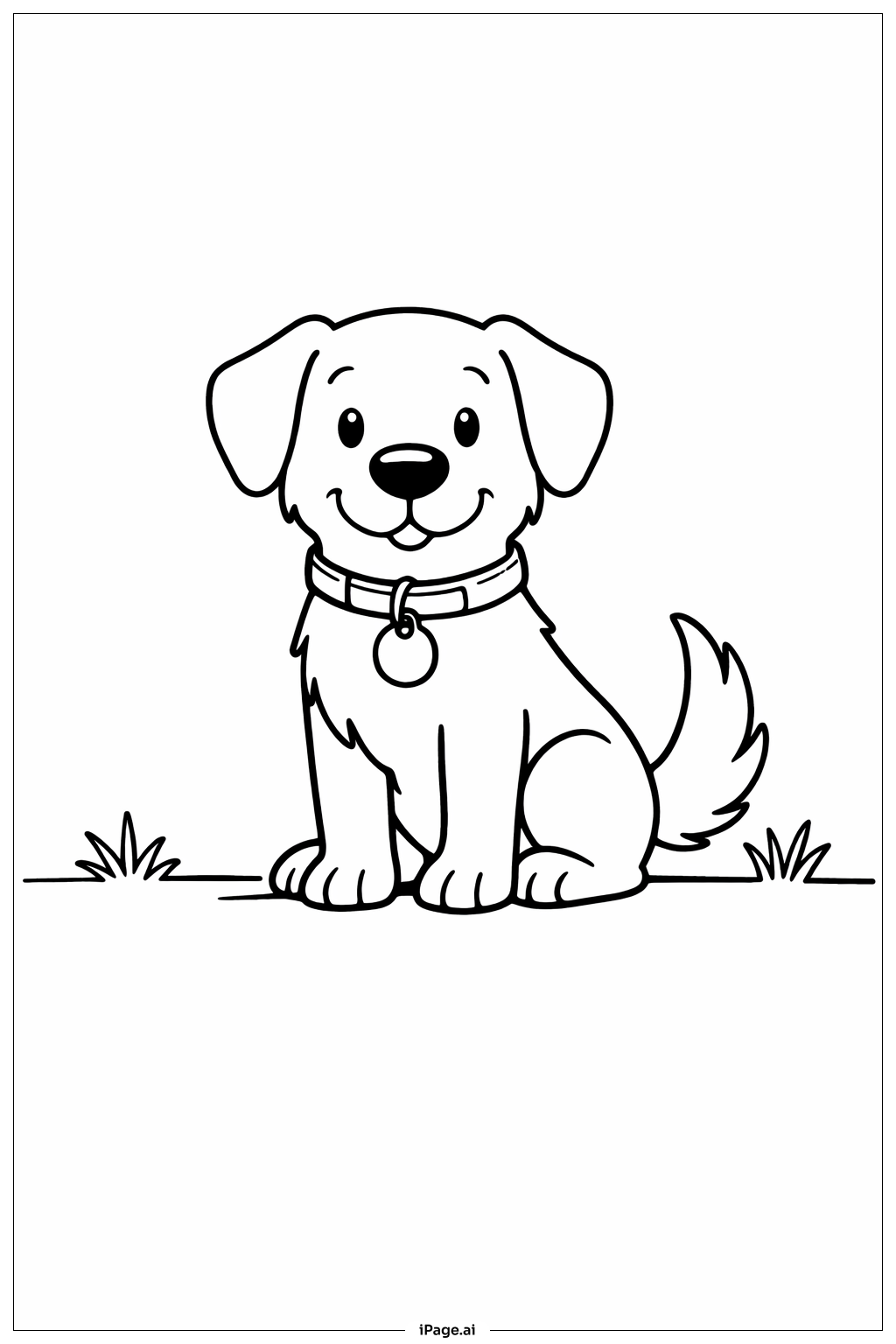  Dog With Collar Tag Coloring Page 