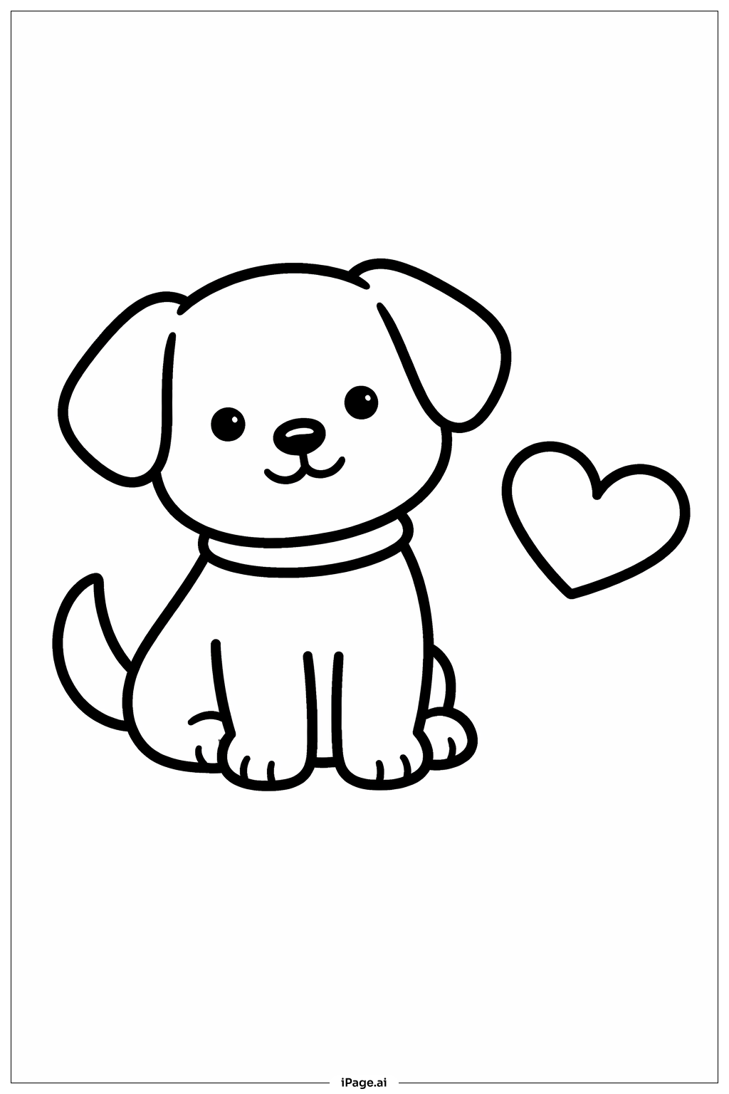  Dog With Heart Coloring Page 