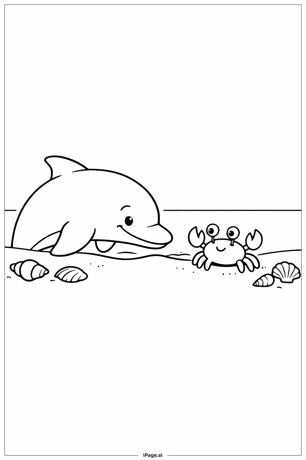  돌고래와 작은 게 색칠공부 페이지 