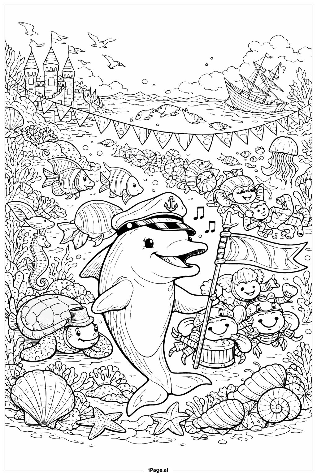 Trang tô màu Cá heo