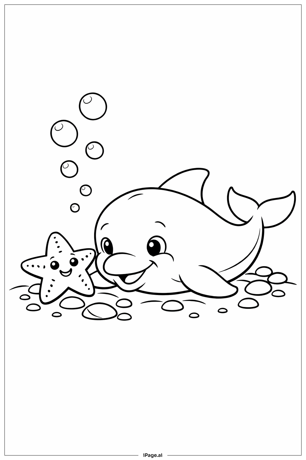  Delfin- und Seesternfreunde Ausmalseite 