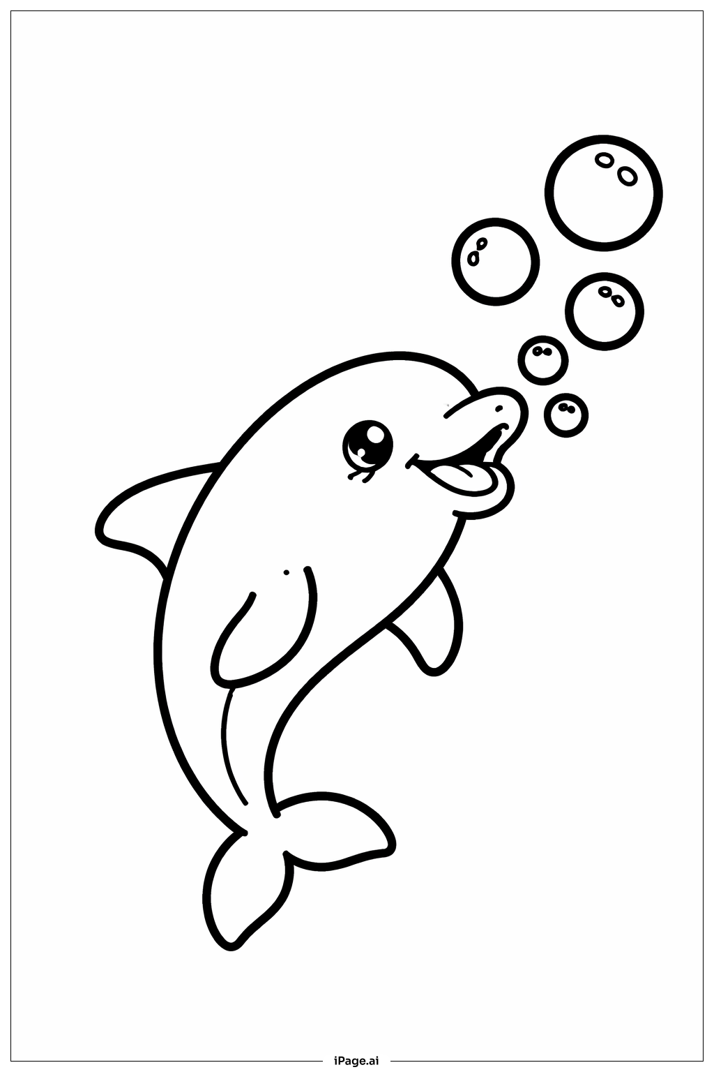  泡を吹くイルカの塗り絵ページ 