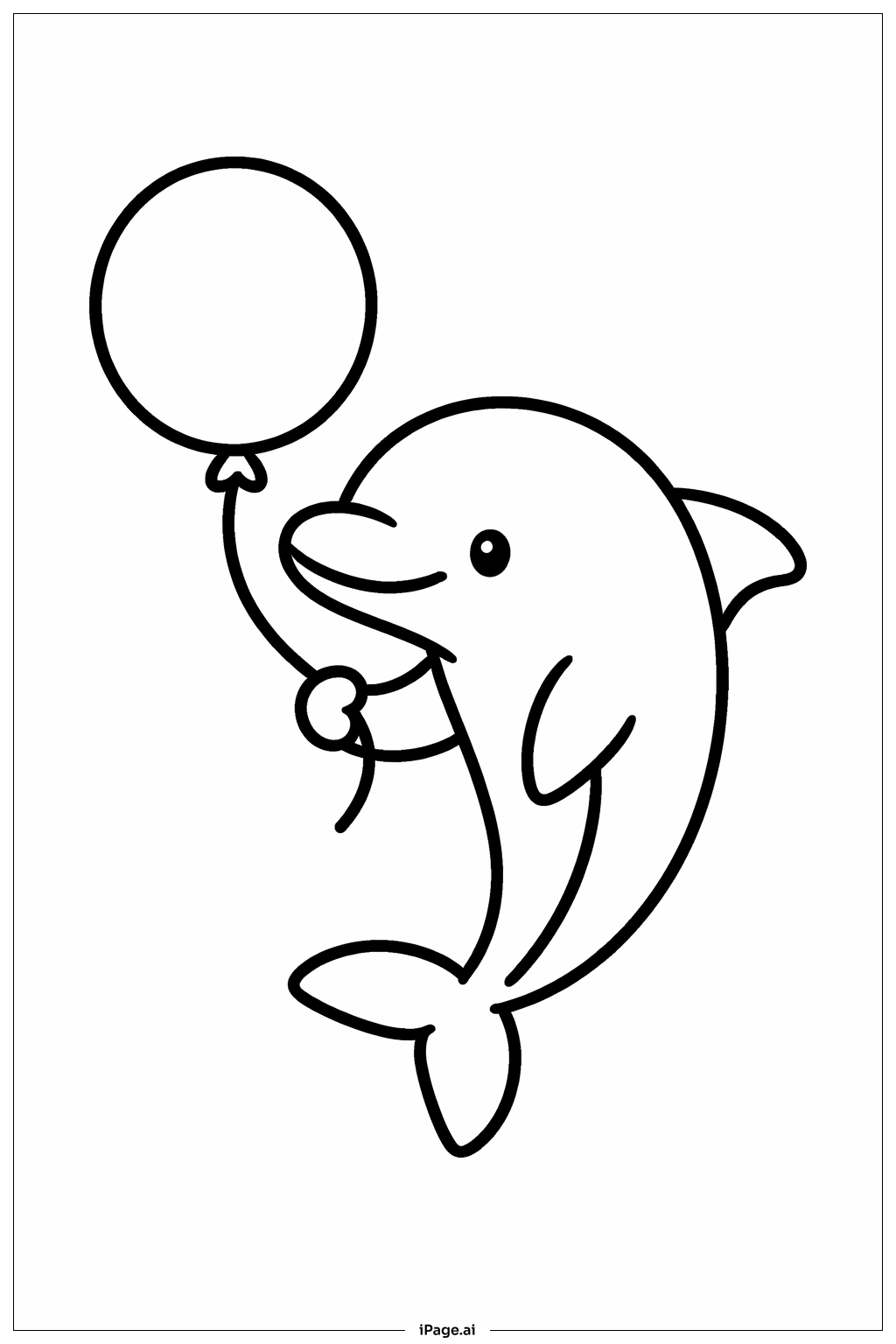 Dolphin Holding Balloon Coloring Page