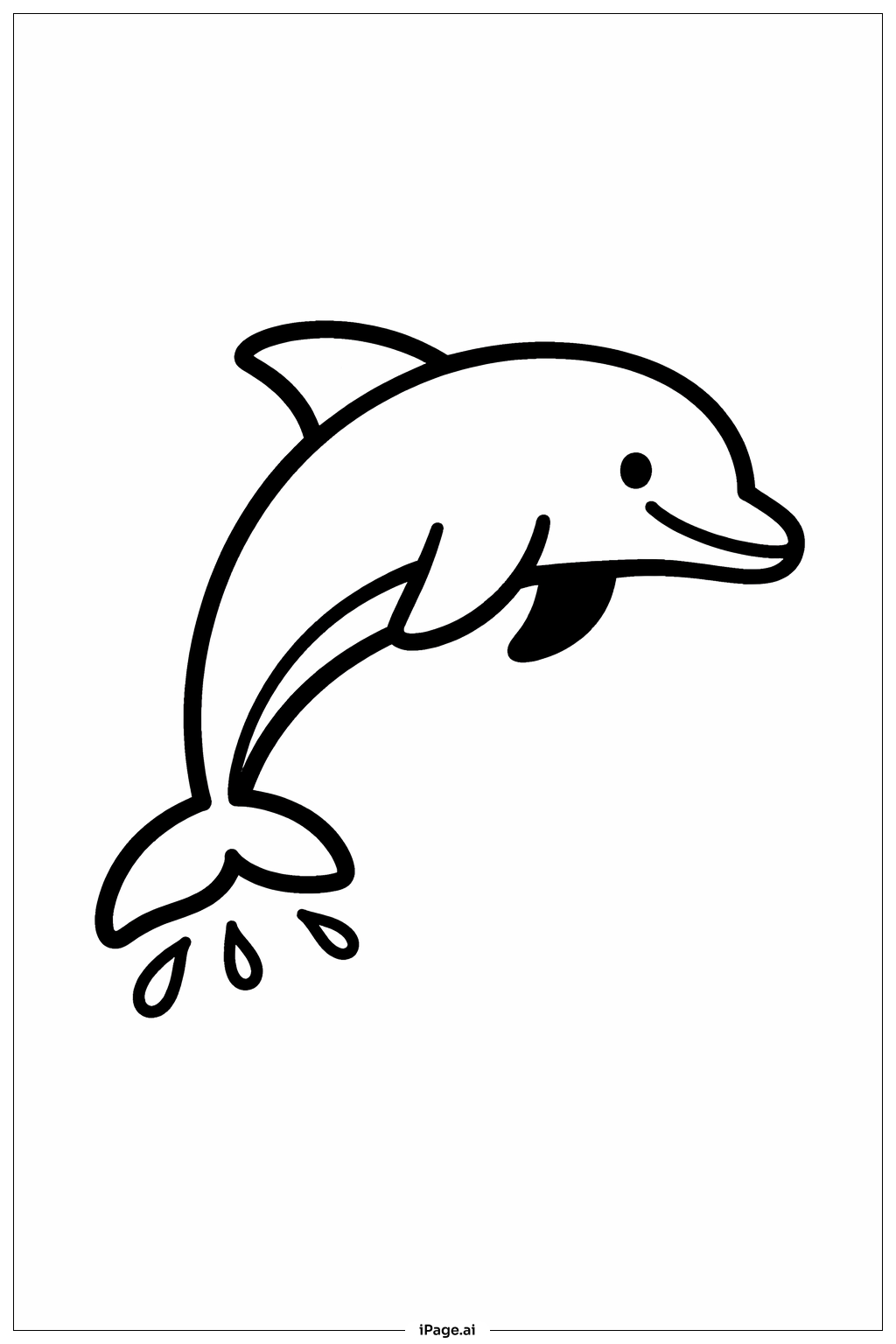  イルカジャンプシンプルの塗り絵ページ 