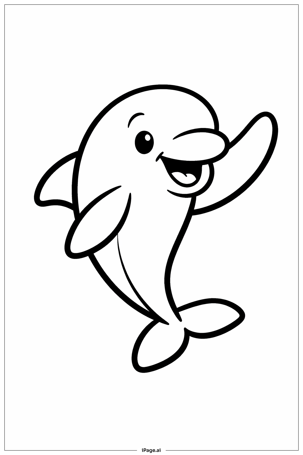  手を振るイルカの塗り絵ページ 