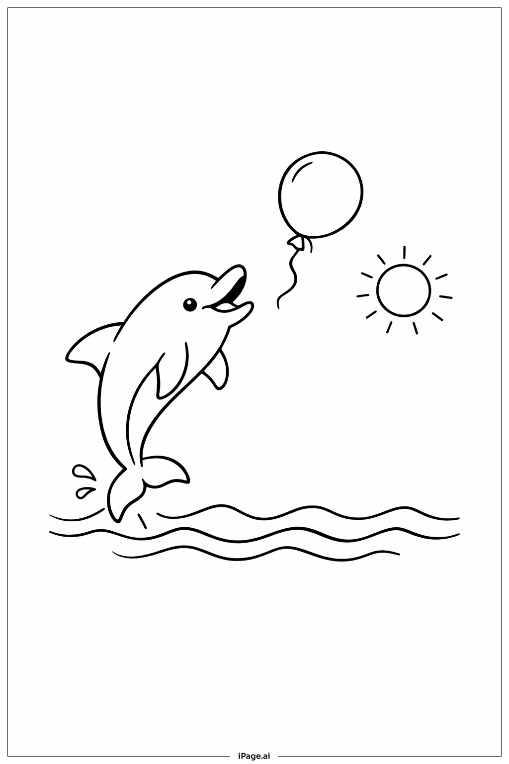  带气球的海豚填色页 