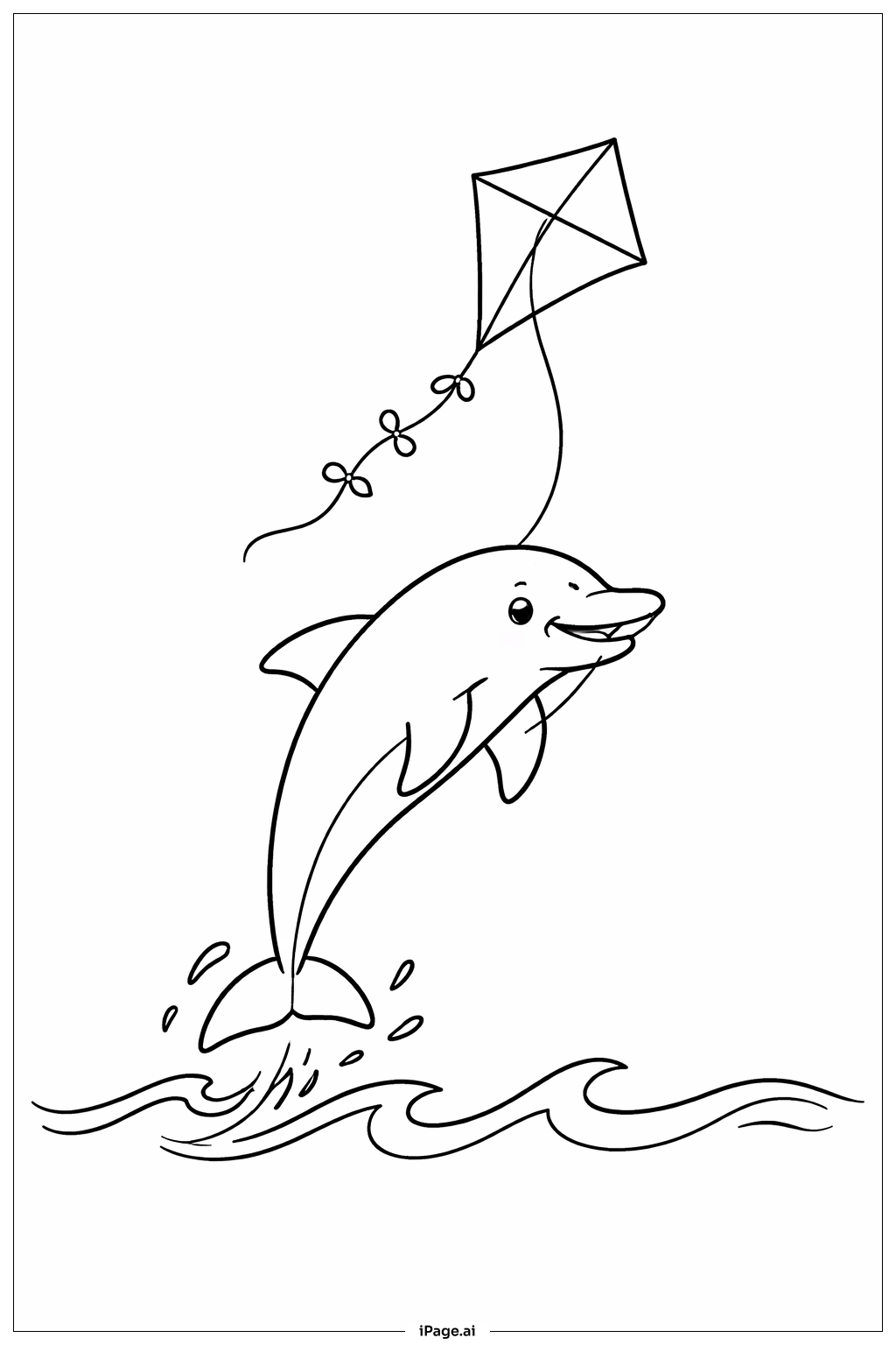  凧とイルカの塗り絵ページ 