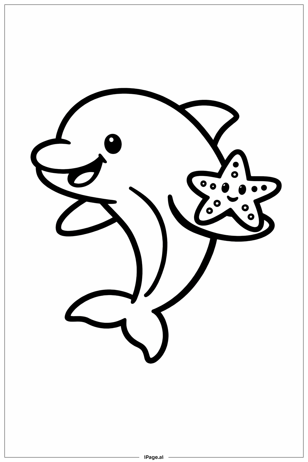  ヒトデとイルカの塗り絵ページ 