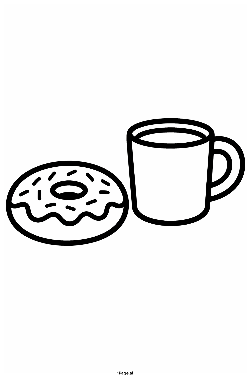 甜甜圈和杯子填色页