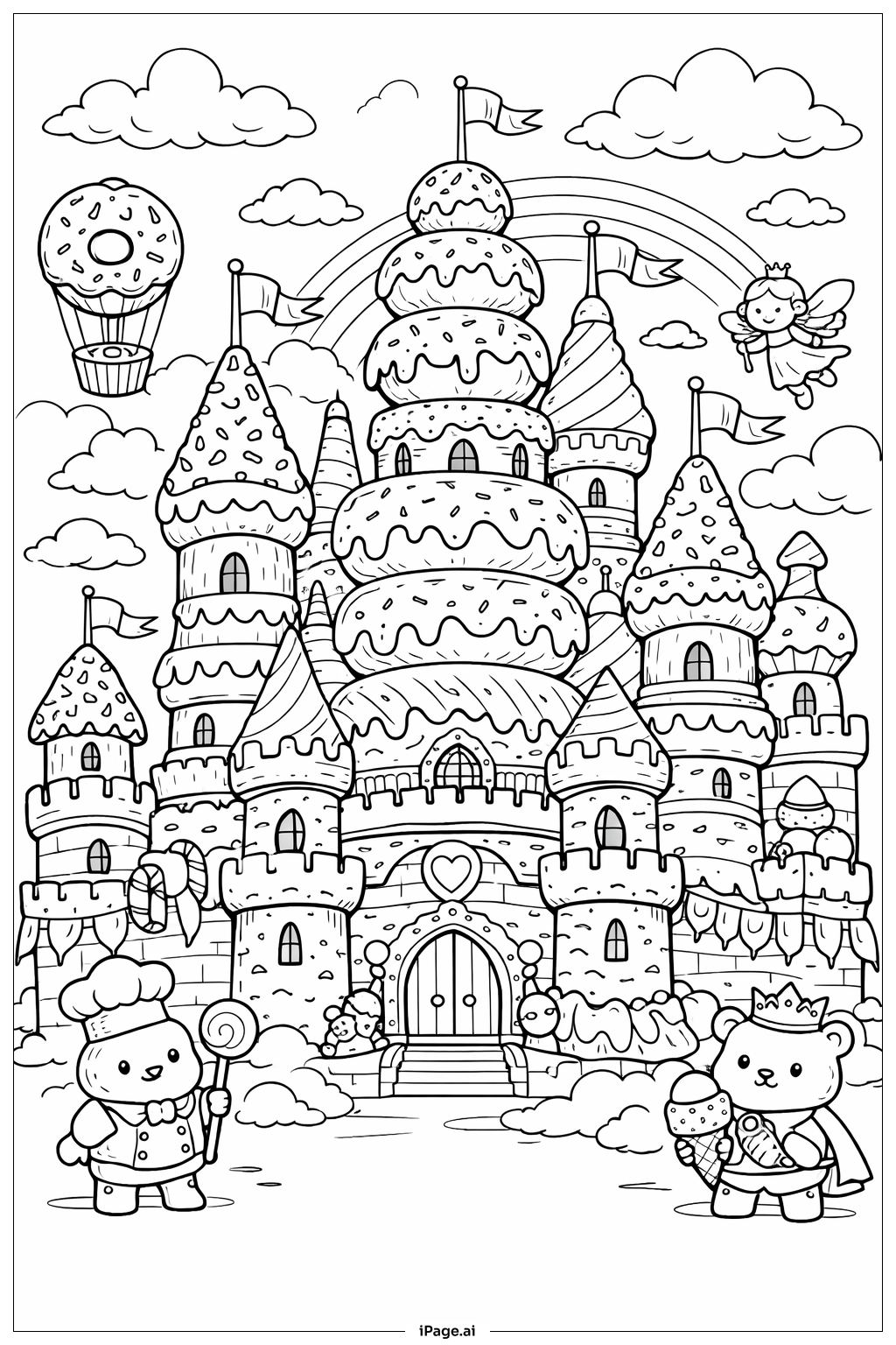  Donut Fairy Tale Castle Coloring Page 