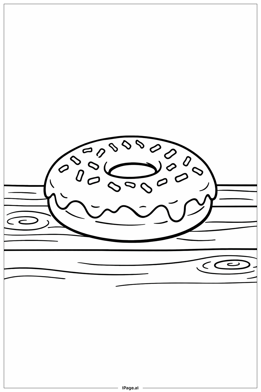  Donut On Wooden Table Coloring Page 