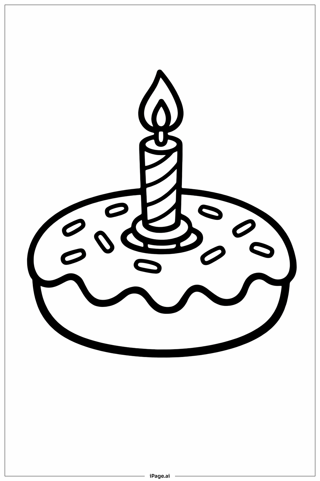  Donut With Candle Coloring Page 