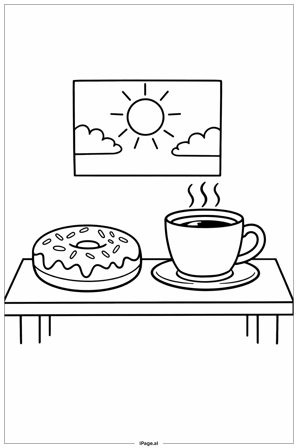 Donut With Coffee Cup Coloring Page 