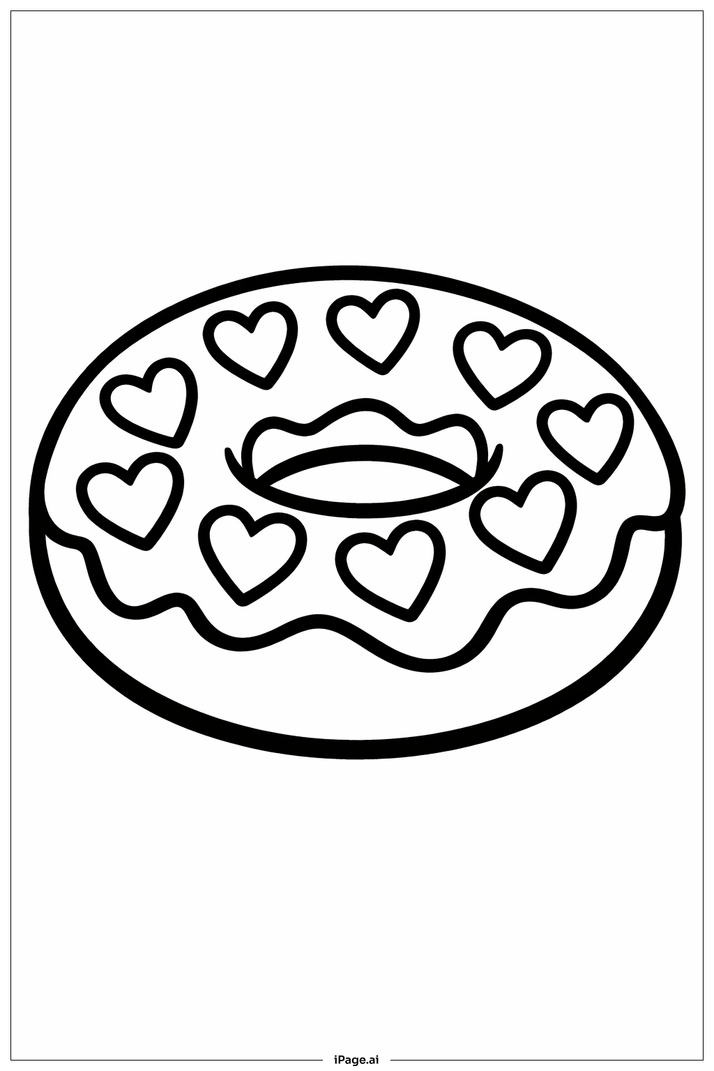  心形糖撒饰甜甜圈填色页 