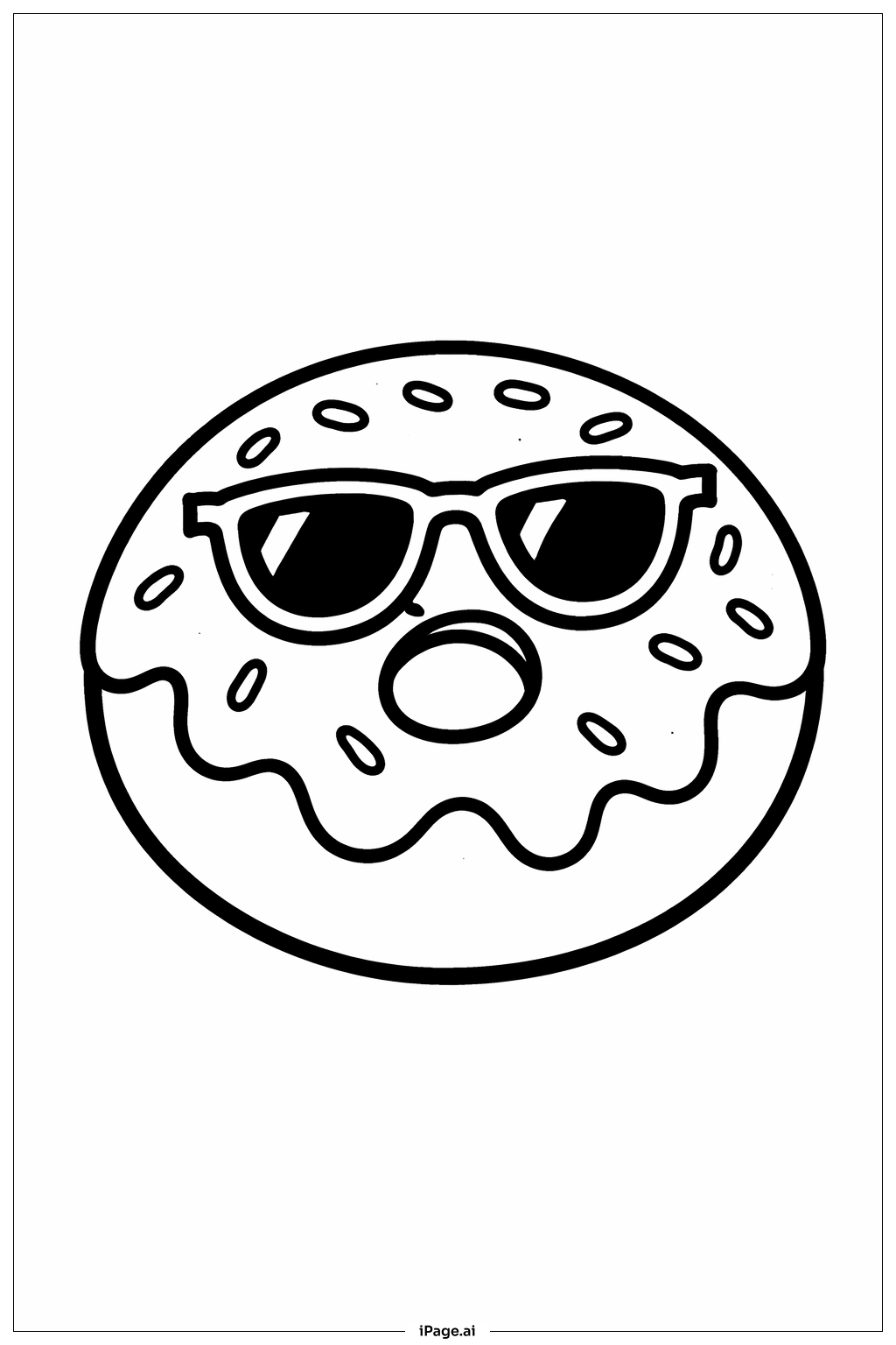  戴墨镜的甜甜圈填色页 