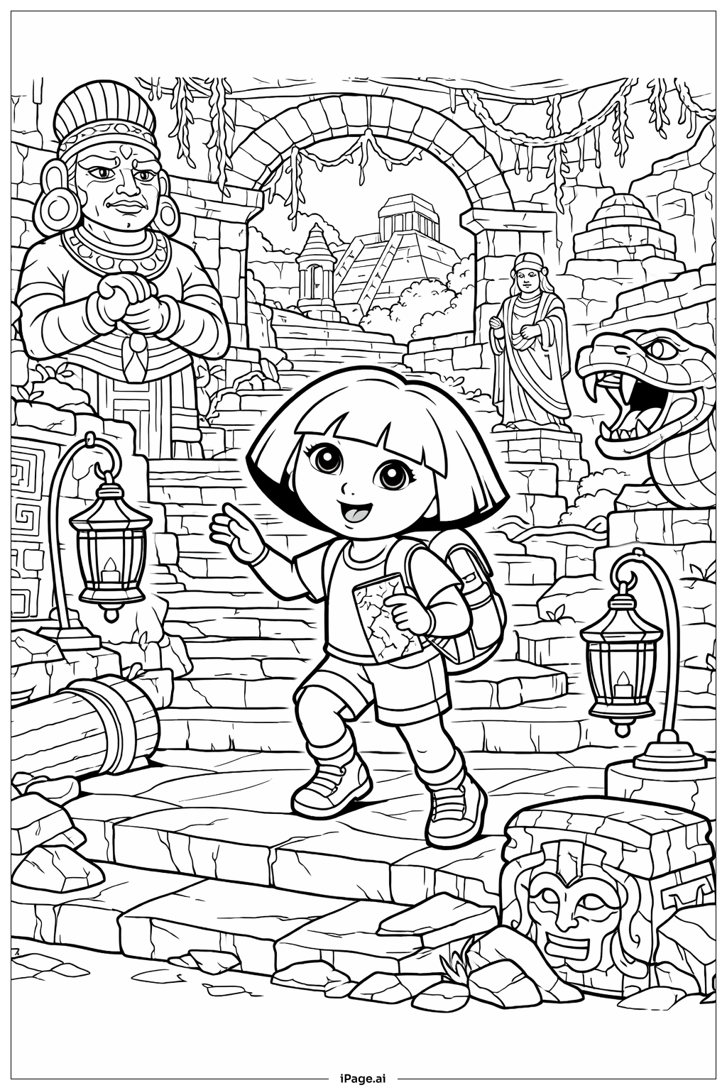  도라 고대 유적 색칠공부 페이지 