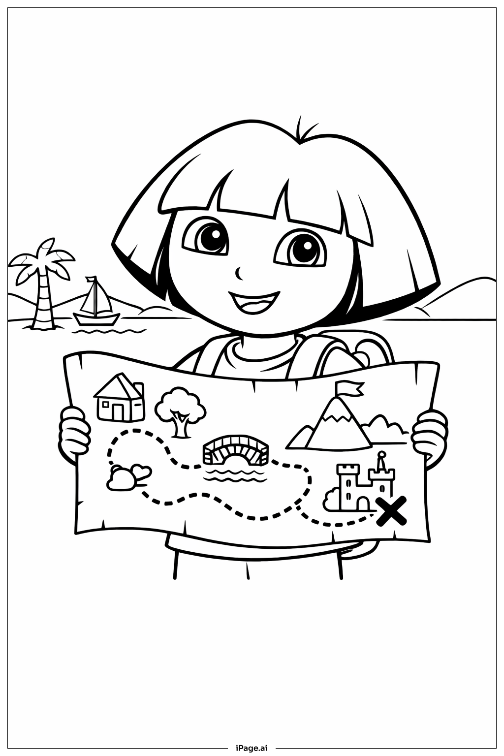  도라와 지도 모험 색칠공부 페이지 