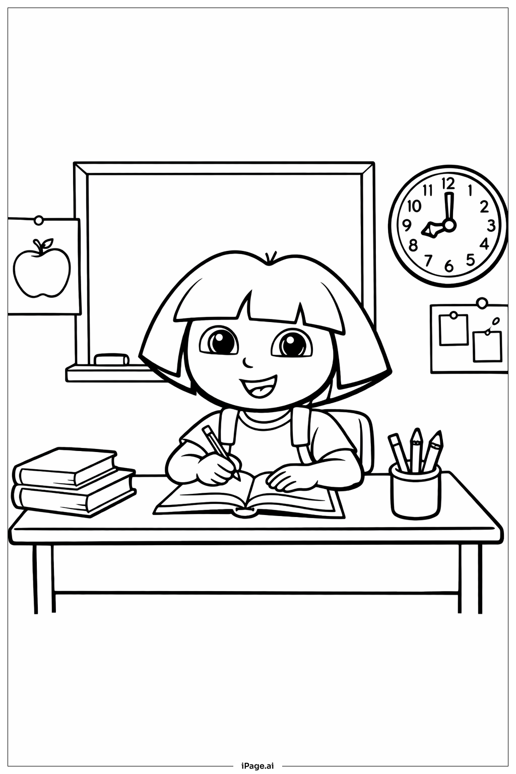  학교에 있는 도라 색칠공부 페이지 