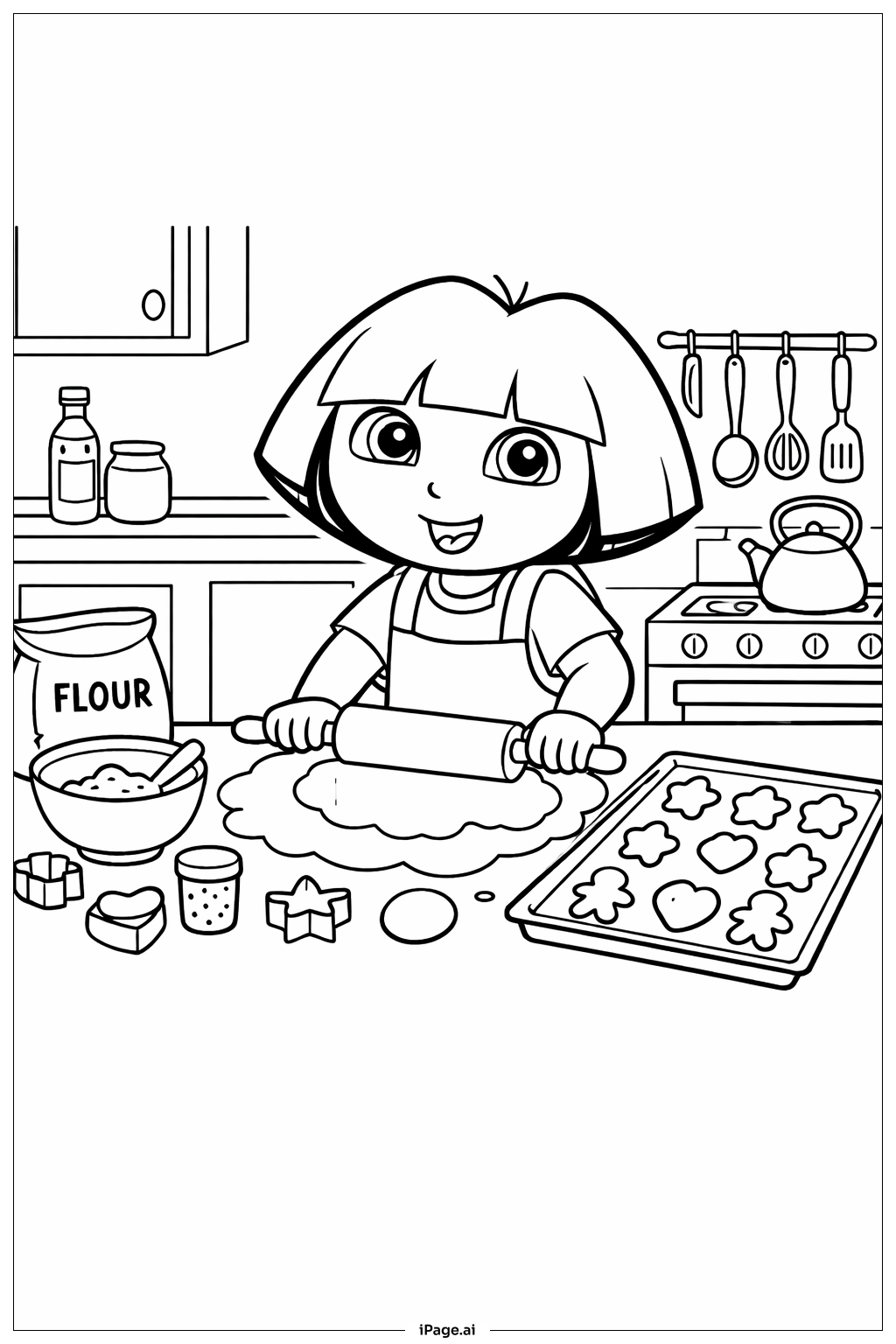  도라 쿠키 굽기 색칠공부 페이지 