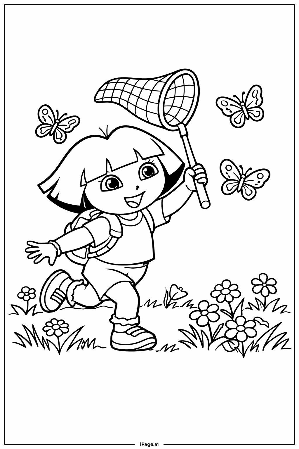  나비를 잡는 도라 색칠공부 페이지 