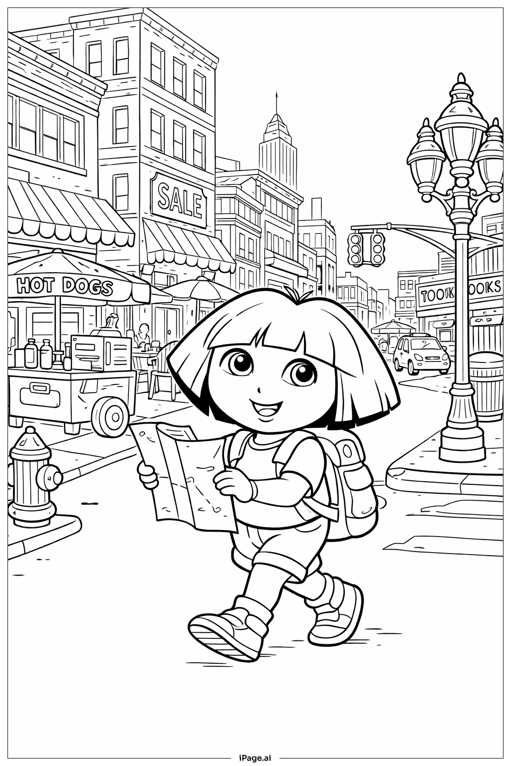  도라 도시 탐험 색칠공부 페이지 