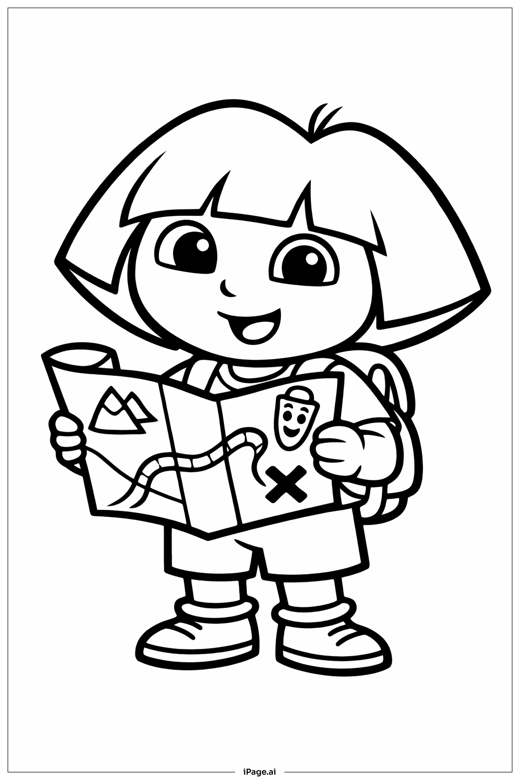  지도를 들고 있는 도라 색칠공부 페이지 