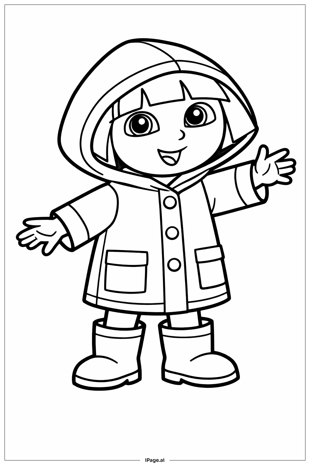  우비 입은 도라 색칠공부 페이지 