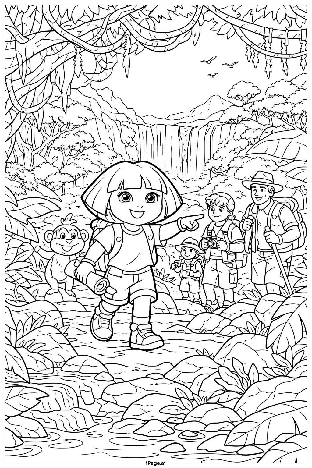  도라 정글 탐험 색칠공부 페이지 