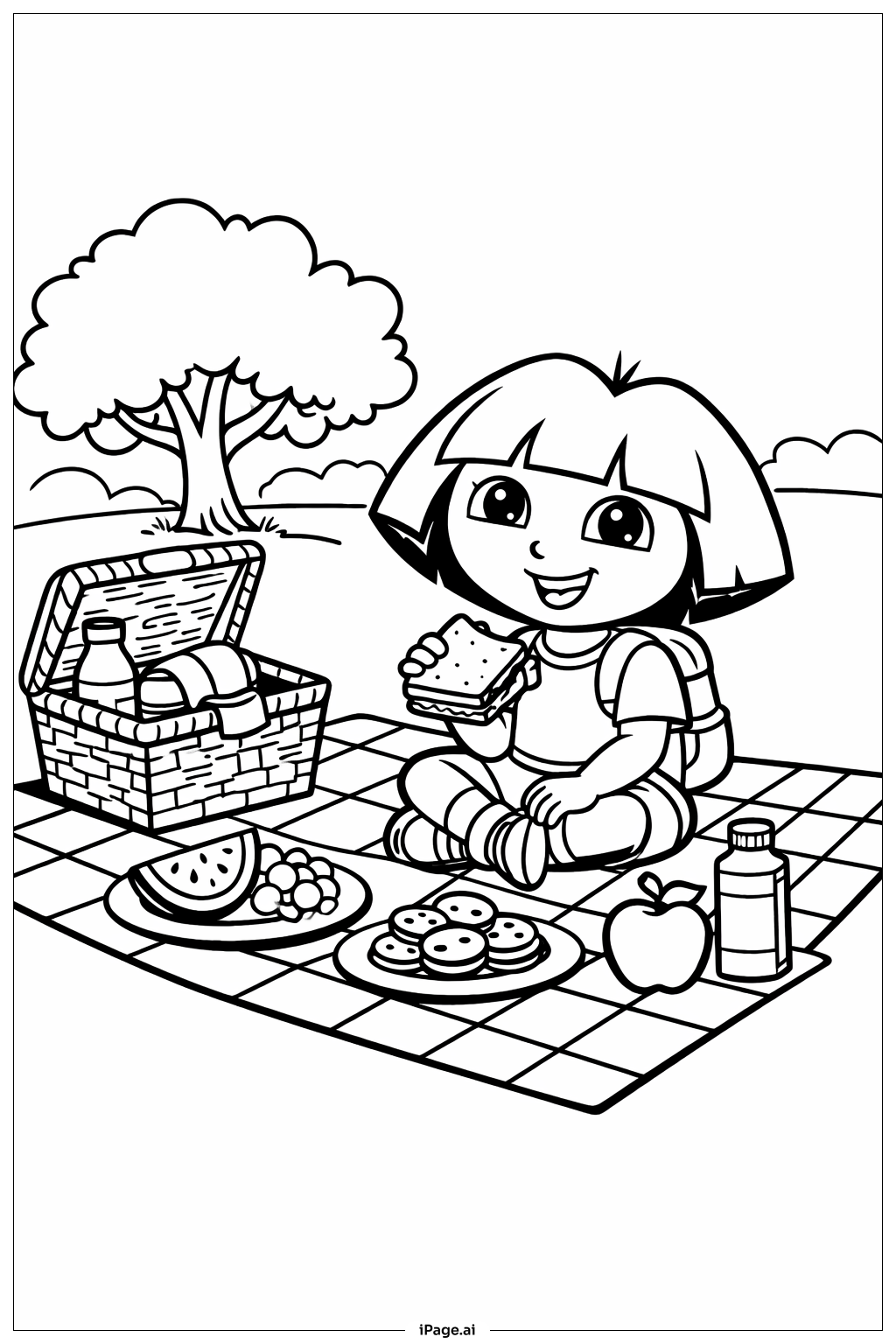  피크닉하는 도라 색칠공부 페이지 