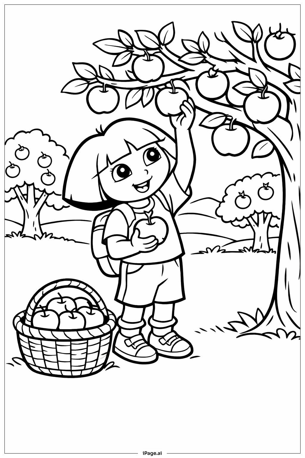  도라 사과 따기 색칠공부 페이지 