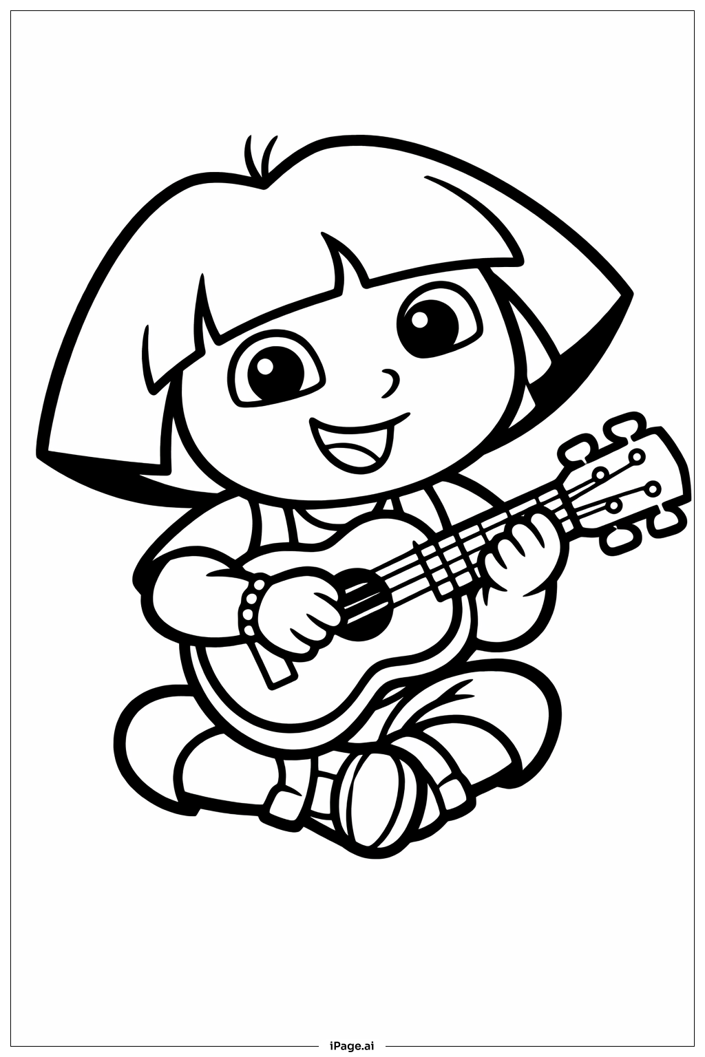  기타 연주하는 도라 색칠공부 페이지 