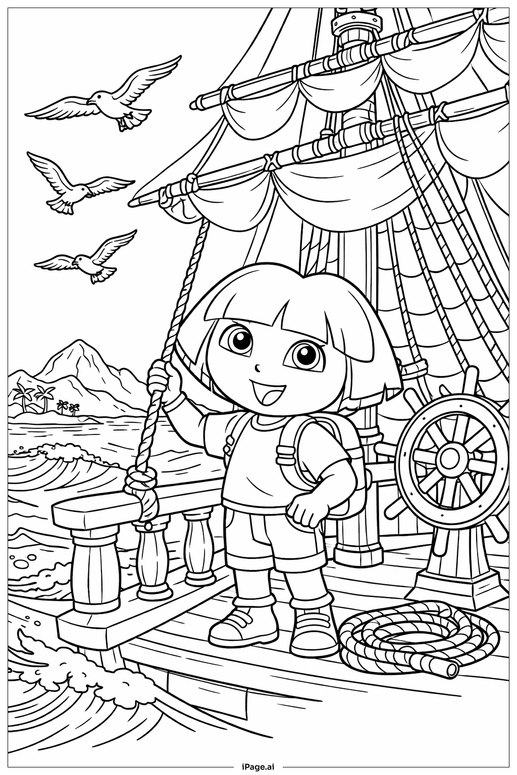  도라의 항해 모험 색칠공부 페이지 