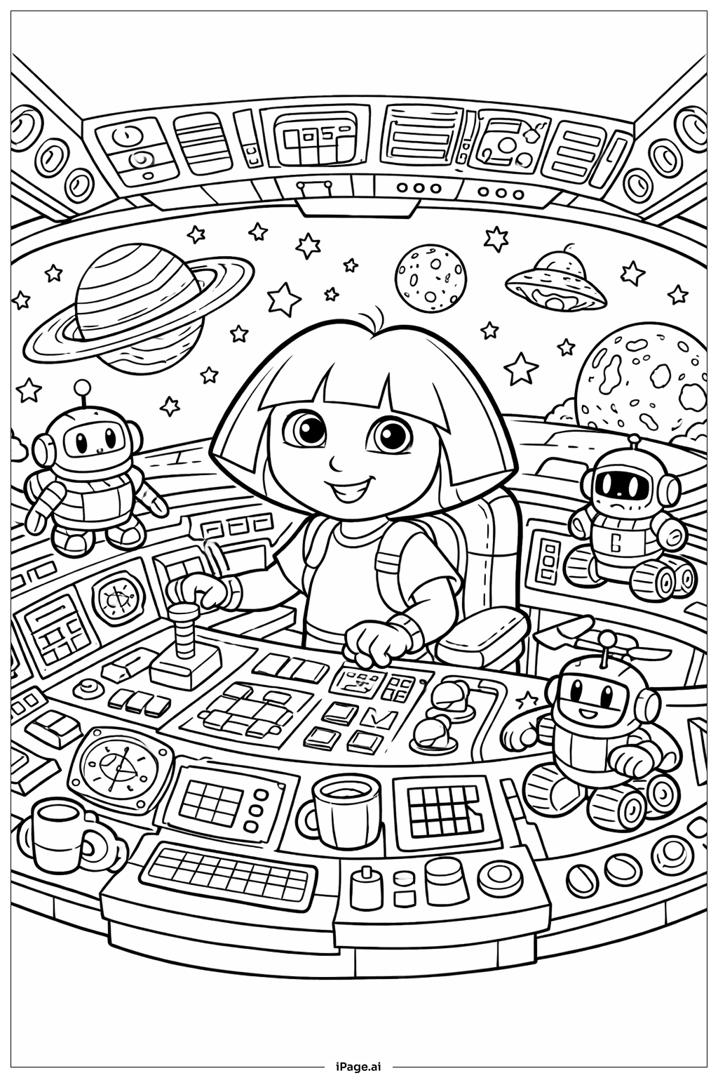  도라 우주 임무 색칠공부 페이지 