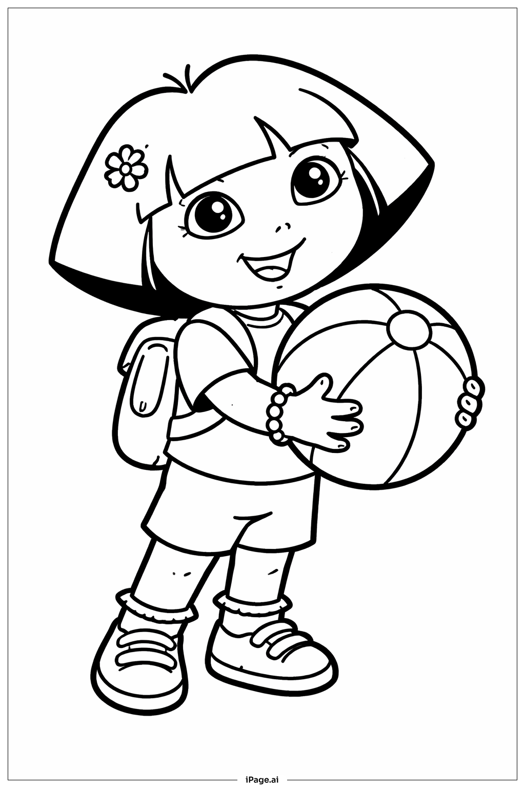  공을 든 도라 색칠공부 페이지 