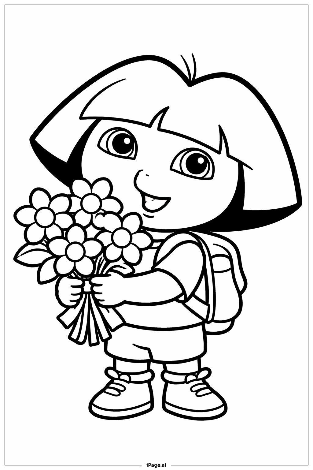  꽃과 함께하는 도라 색칠공부 페이지 