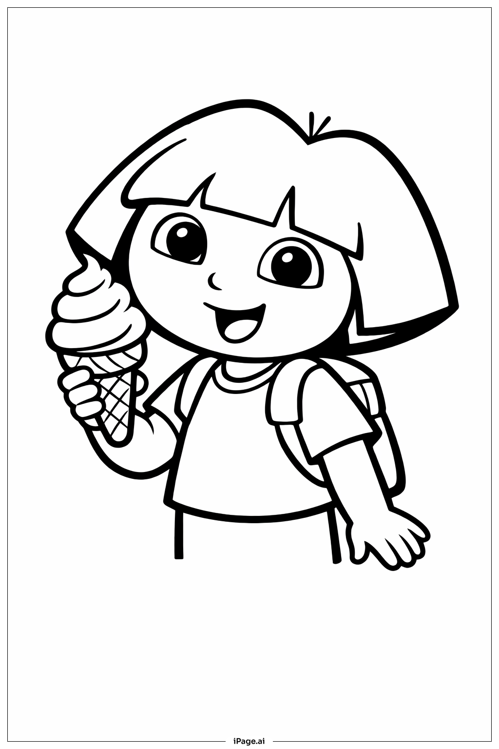  아이스크림을 든 도라 색칠공부 페이지 