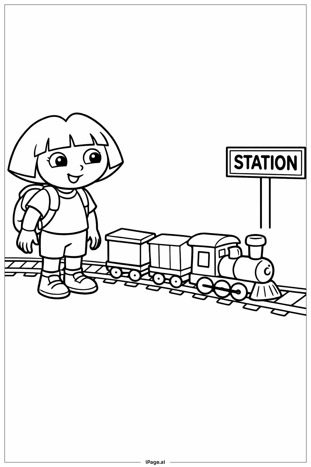  기차와 함께하는 도라 색칠공부 페이지 