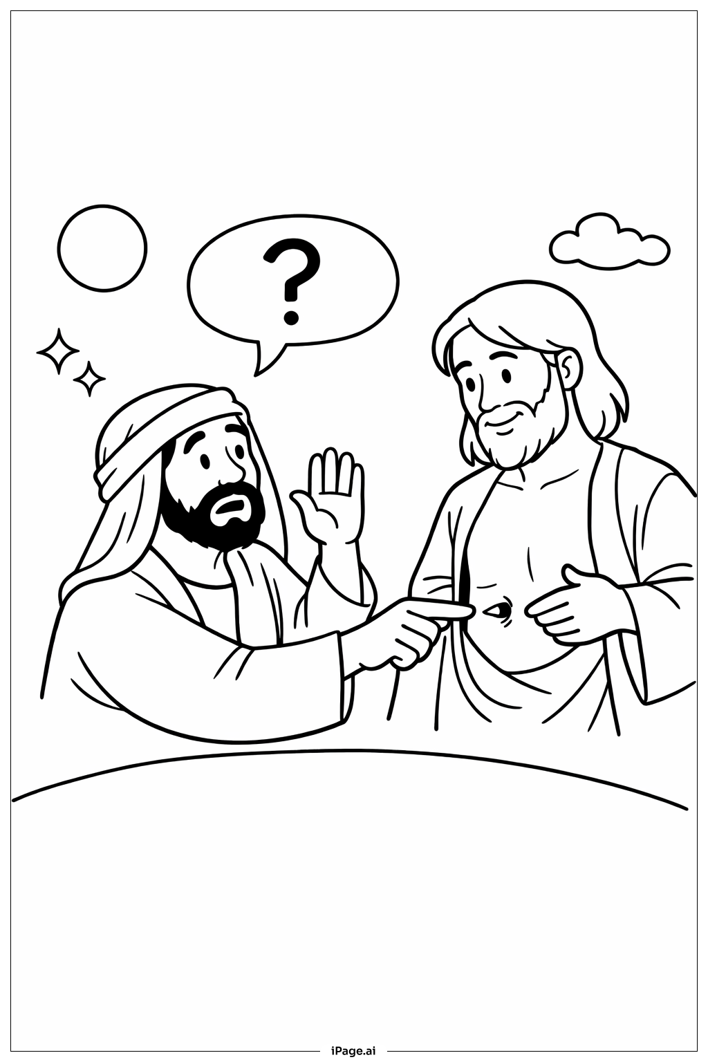  Doubting Thomas Asking Question Coloring Page 