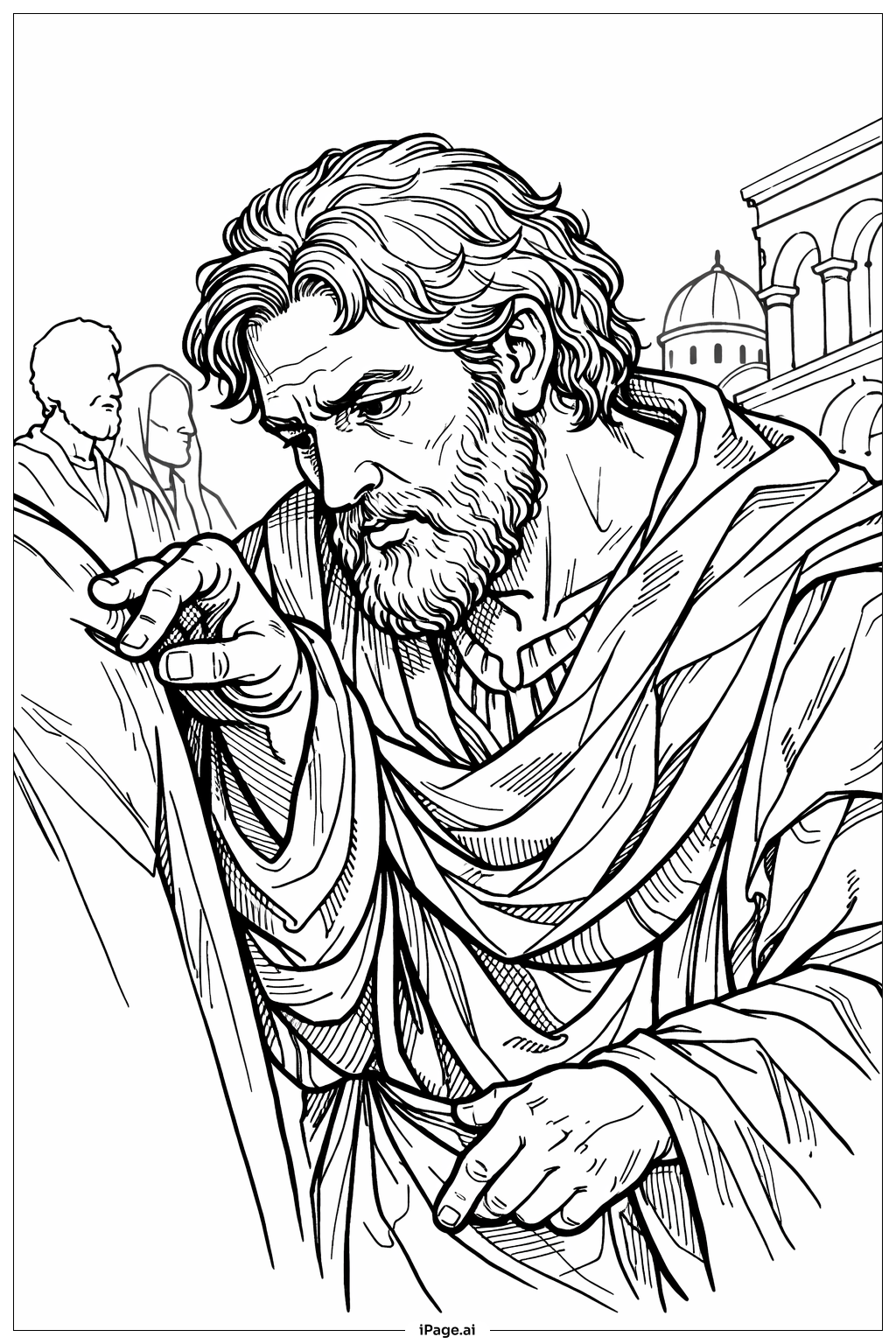  Doubting Thomas Contemplative Portrait Coloring Page 