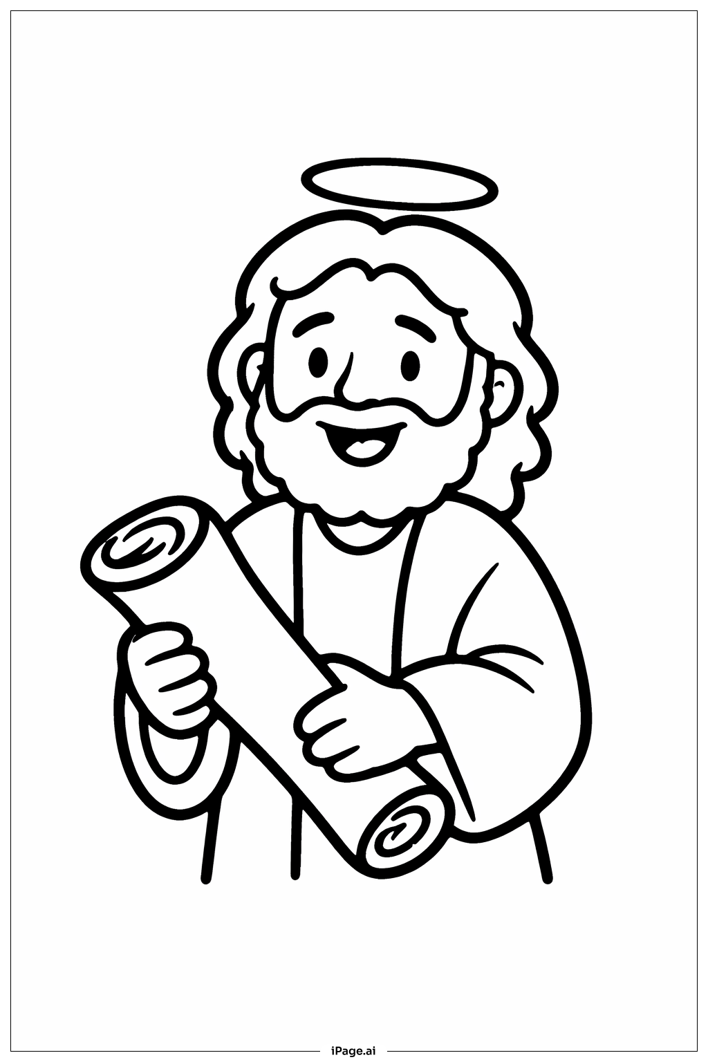 Zweifelnder Thomas hält eine Schriftrolle